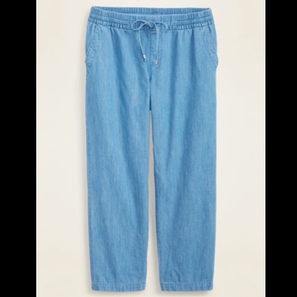 Old Navy Chambray Mid-Rise Chambray Pull-On Pants for Women - Picture 1 of 6